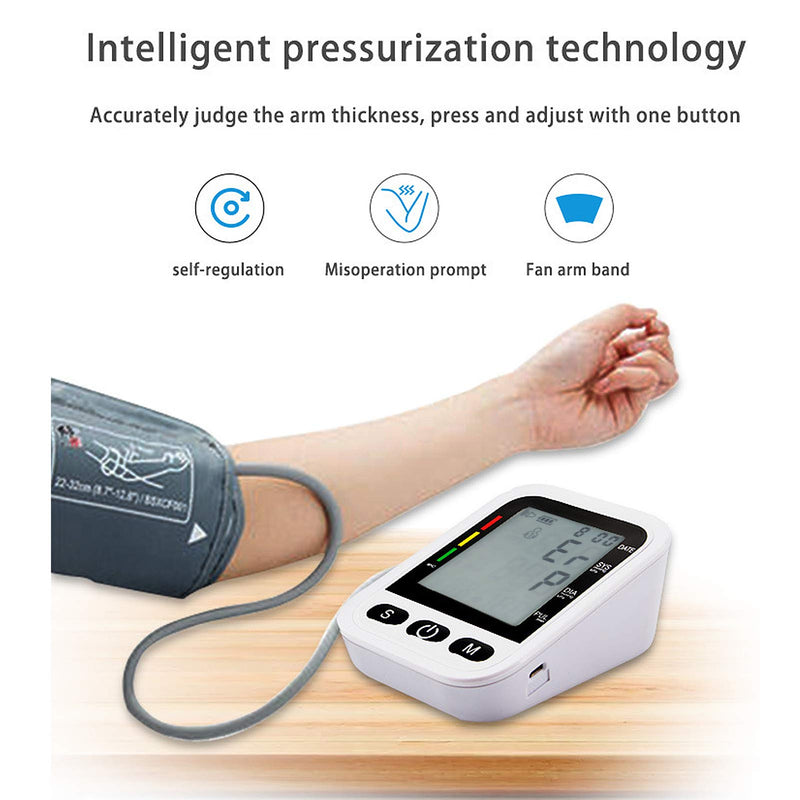 [Australia] - Blood Pressure Monitor, Voice Broadcast Arm Heart Rate Monitor with Large Lcd Display Screen and Fonts, for Middle‑aged and Elderly People(#1) #1 