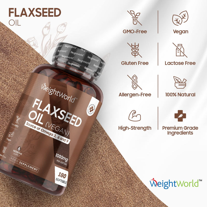 [Australia] - Flaxseed Oil Capsules Softgels 1000mg - 180 Vegan Softgels - Fish Oil Alternative - Cold Pressed Flaxseed Oil Omega 3 6 9 Capsules - Linseed Oil ALA & Linoleic Acid - Essential Fatty Acids Supplement 