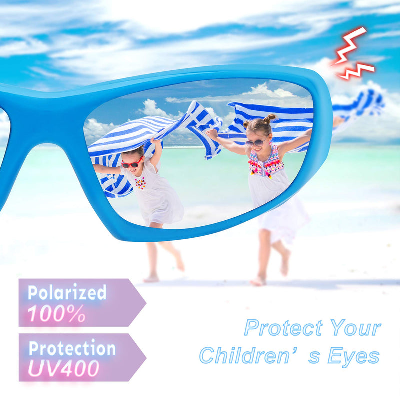 [Australia] - RIVBOS Rubber Kids Polarized Sunglasses With Strap Glasses Shades for Boys Girls Baby and Children Age 3-10 RBK003 003-1 Sky Blue 