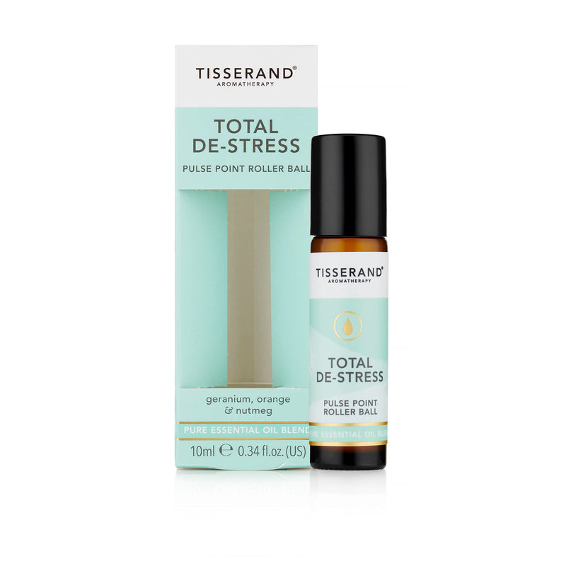 [Australia] - Tisserand Aromatherapy | Total De-Stress | Geranium Pulse Point Aromatherapy Rollerball With Nutmeg & Orange | 100% Pure Essential Oil Blend | 10ml 