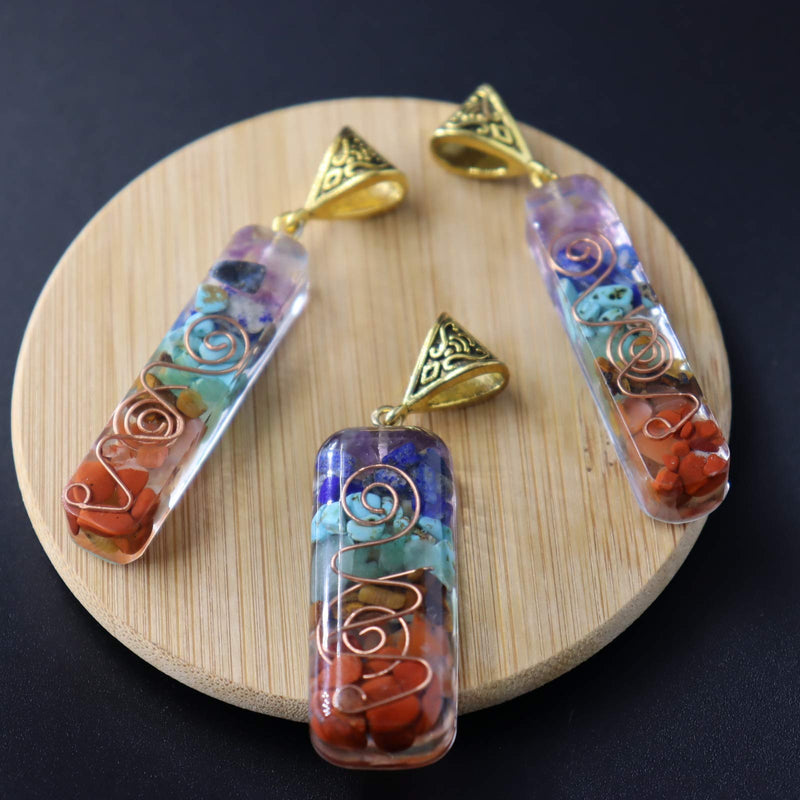 [Australia] - ARZASGO 7 Chakra Stones Necklace Healing Crystal Pendant Orgone Energy Adjustable Necklace Jewelry Gift for EMF Protection Anxiety Spiritual Healing A 