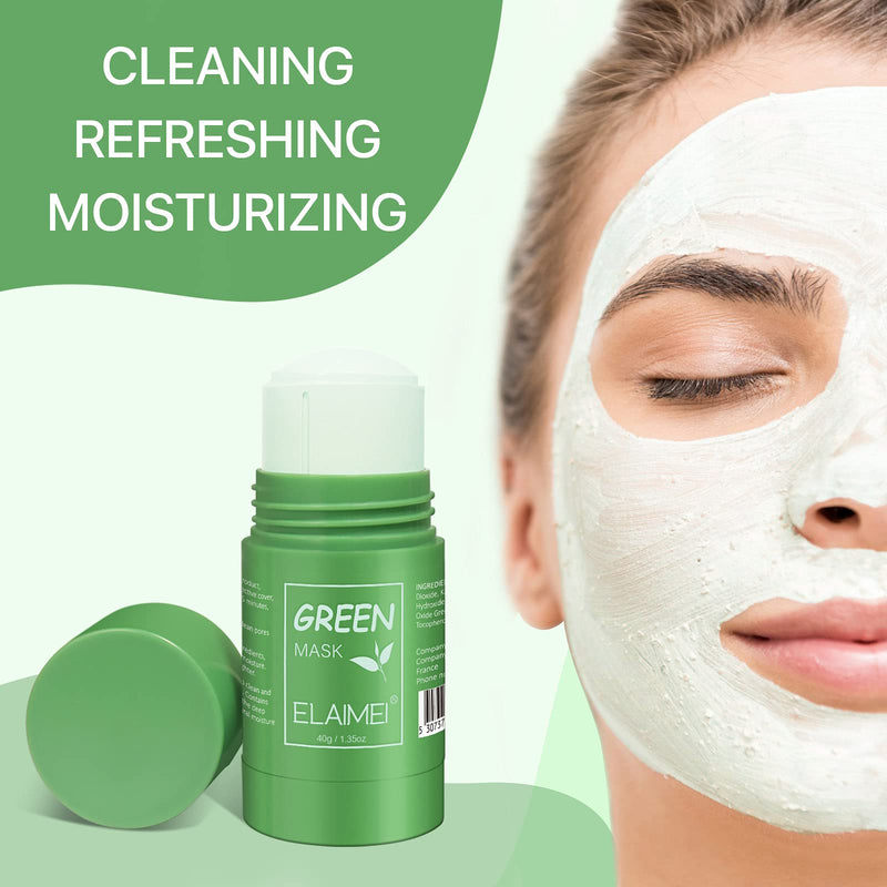 [Australia] - Green Tea Mask , 2 Pack Purifying Deep Clean Oil Control Cleansing Green Mask, Anti-acne Moisturizing Nourishing Face Mask Sticks, Solid Oil Control Cleansing Mask All Skin Type 