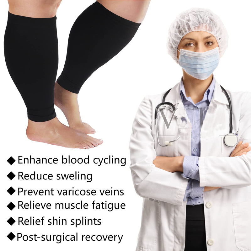 [Australia] - Plus Size Compression Sleeves for Calves Women Wide Calf Compression Legs Sleeves Men 7XL, Relieve Varicose Veins, Edema, Swelling, Soreness, Shin splints, for Work, Travel, Sports and Daily Wear Black XXXXXXX-Large 