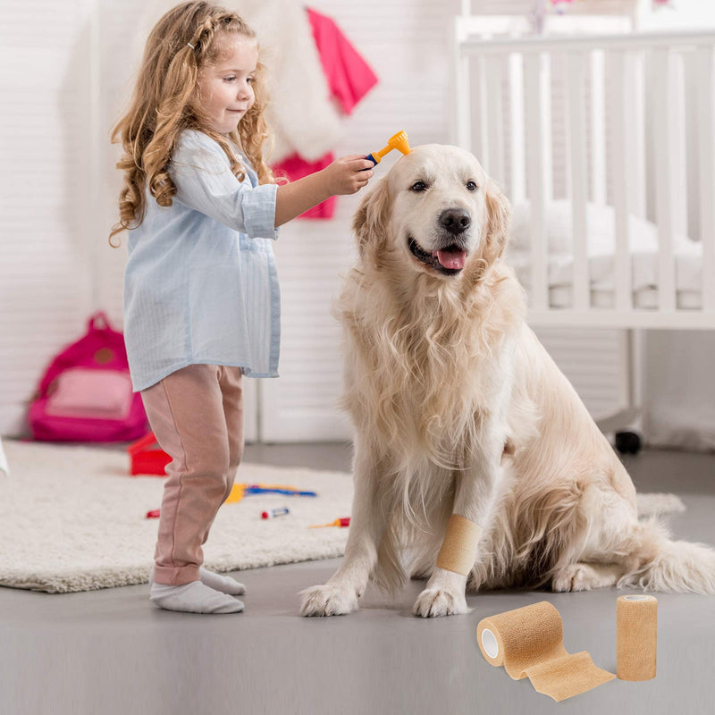 [Australia] - Cohesive Bandages 5cm x 4.5m, 12 Pack of Self Adhesive Bandage Tape Vet Wrap for First Aid, Sports Protection and Wrist, Ankle Sprains & Swelling Beige 