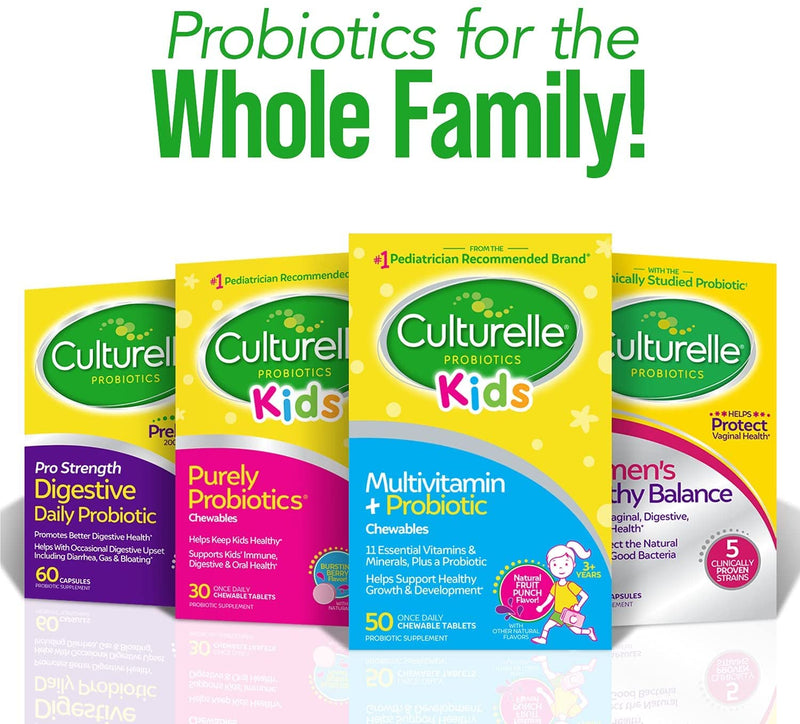 [Australia] - Culturelle Kids Complete Multivitamin + Probiotic Chewable, Digestive & Immune Support for Kids, With 11 Vitamins & Minerals including Vitamin C, D3 and Zinc, Fruit Punch Flavor, 50 Count 50 Count Chewable 