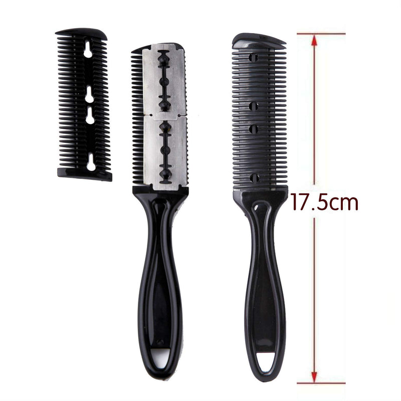 [Australia] - 5Pcs Professional Trimmer Razor Dual Side Cutting Scissors Hair Thinning Comb Slim Haircuts Cutting Tool Blade Barber Cut Hair Brush Tools Double Edge Razor 5Color 