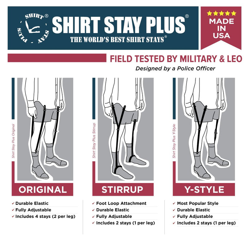 [Australia] - Shirt Stays for Military and LEO - Heavy-Duty Made in USA (Select Series) Original Style (Black) 