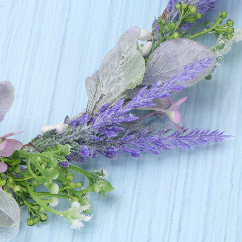 [Australia] - Minkissy Lavender Flower Crown Flower Headband Floral Hair Garland Fairy Flower Headband Wedding Hair Accessories for Girls Brides Ladies Purple 