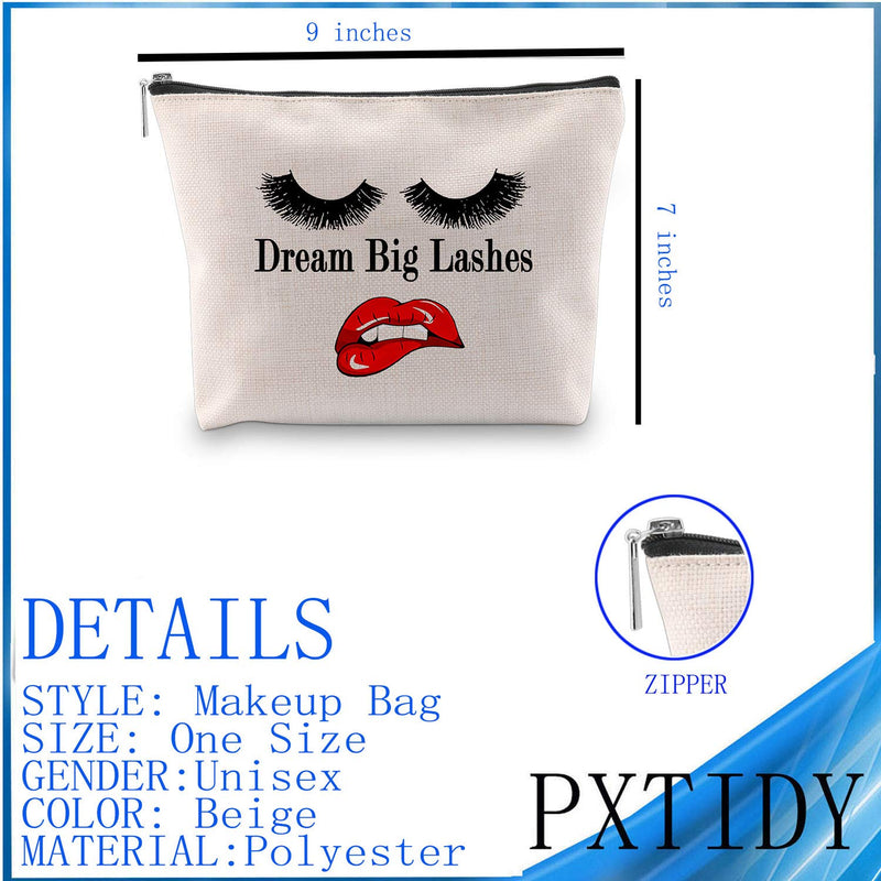 [Australia] - PXTIDY Dream Big Lashes Women Makeup Bag Canvas Cosmetic Bag Travel Pouch Cosmetic Makeup Organizer Bag with Zipper (Dream Big Lashes) 