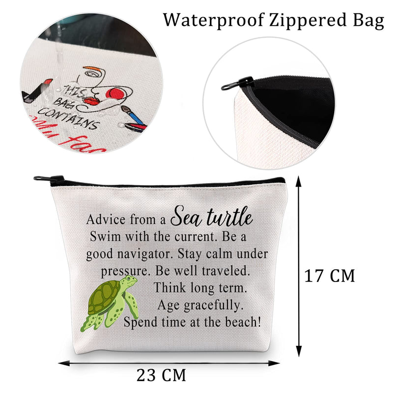 [Australia] - MYSOMY Advice from a Sea Turtle Gifts Sea Turtle Makeup Bag Inspirational Sea Turtle Gifts Sea Animal Cosmetic Bag (Sea Turtle Makeup Bag) 