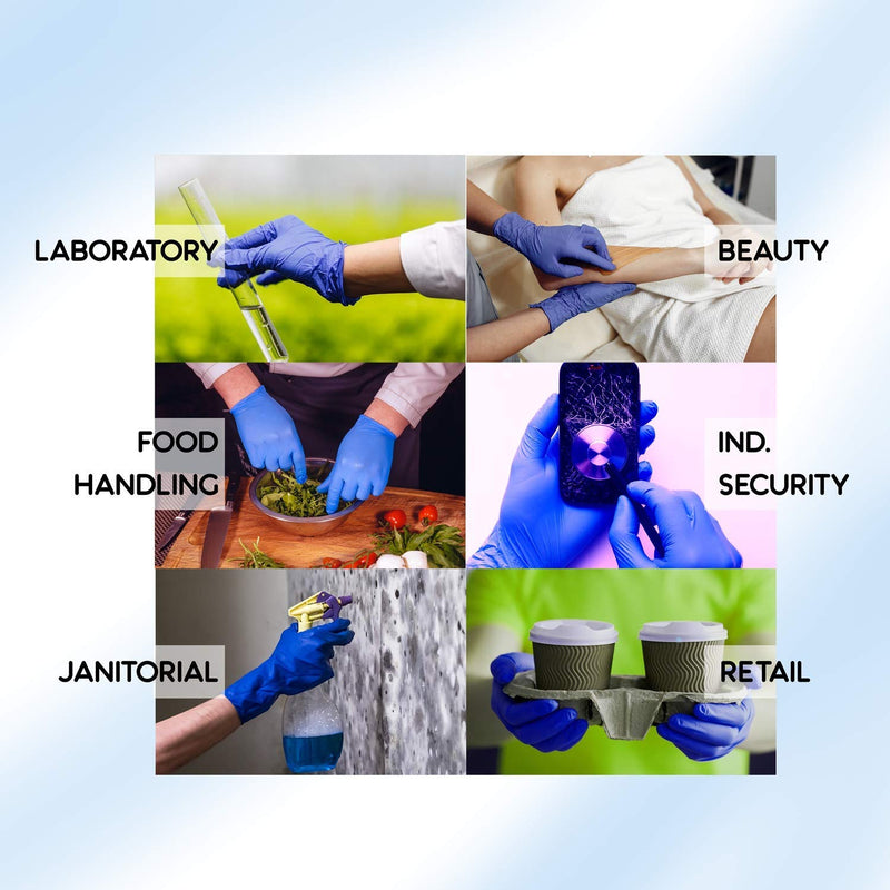 [Australia] - 100 Pack Vinyl Disposable Gloves LARGE SIZE Blue POWDER FREE GLOVES | Latex Free - Food Safe - Ambidextrous => Ideal For Everyday Use AQL 1.5 EN455 CLASS 1 