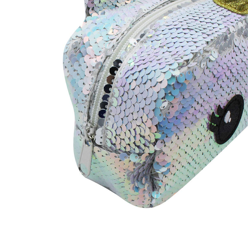 [Australia] - mossty Girl's Purse Glitter Reversible Sequins Unicorn Cartoon Coin Wallet Makeup Bag Cosmetic Storage Bag for Kids ( silver) 