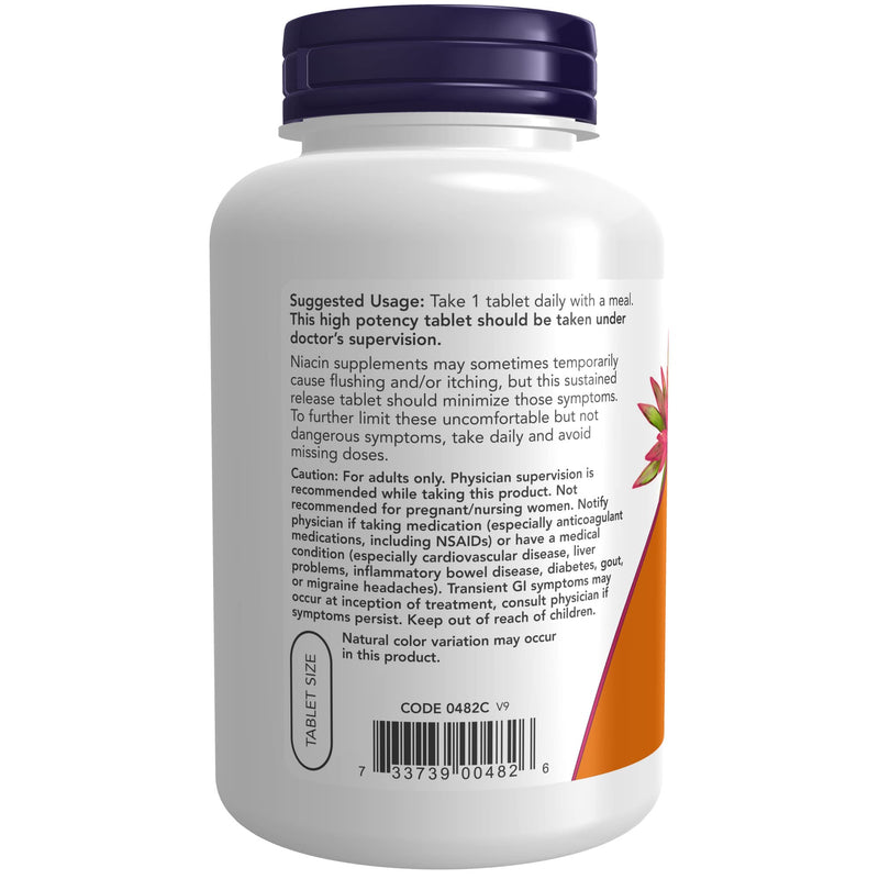 [Australia] - NOW Supplements, Niacin (Vitamin B-3) 500 mg, Sustained Release, Nutritional Health, 250 Tablets 