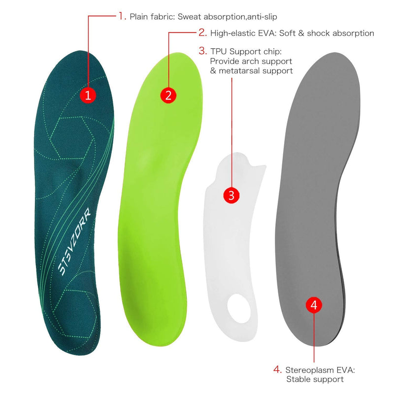 [Australia] - Plantar Fasciitis Arch Support Orthopedic Insoles Relieve Flat Feet Heel Pain Shock Absorption Comfortable Insoles UK-9-28CM--11.02" Green 