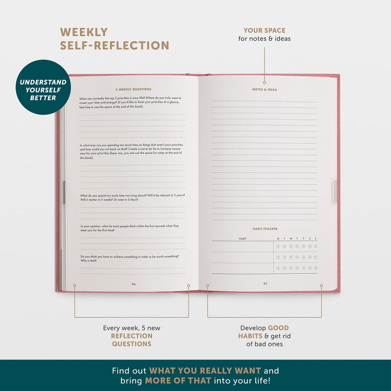 [Australia] - The 6-Minute Diary (The Original) | Gratitude Journal for Men & Women | Manifestation Journal | Daily Wellness Journal for More Mindfulness Antique Pink English 