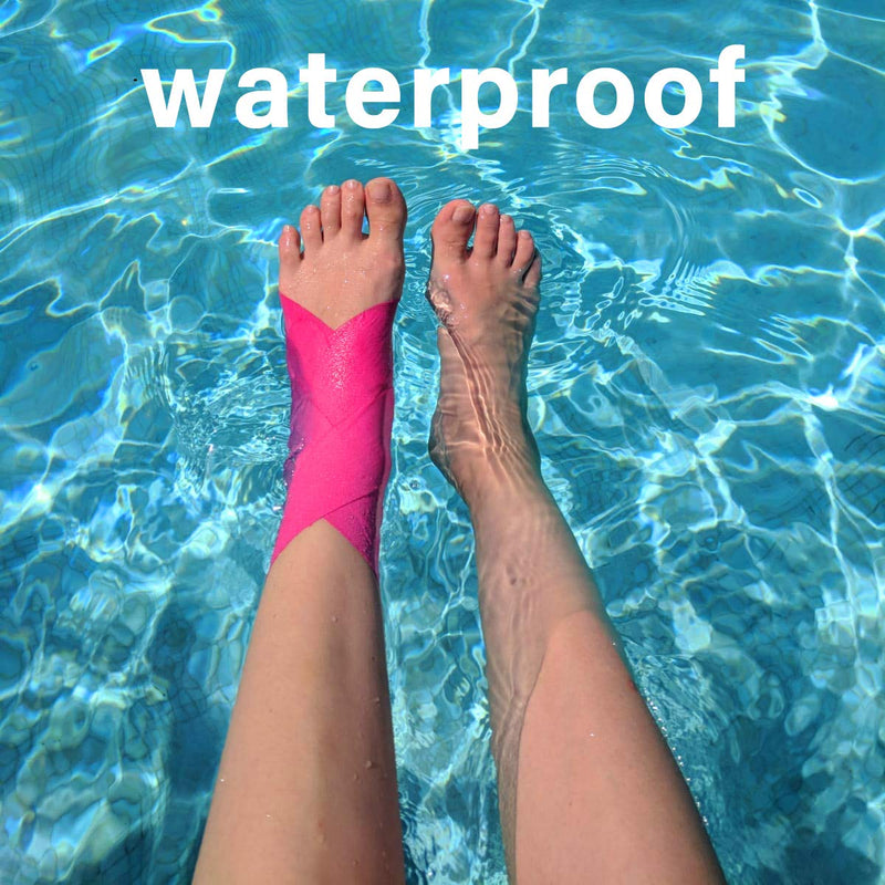 [Australia] - M7 Sport Kinesiology Ankle Tape for Ankle Sprain and Injury Recovery, Pain Relief Kinesiology Tape, Ankle Brace Compression Support, Plantar Fasciitis, Waterproof, Eases Swelling (Pink, 4-Pack) Pink 