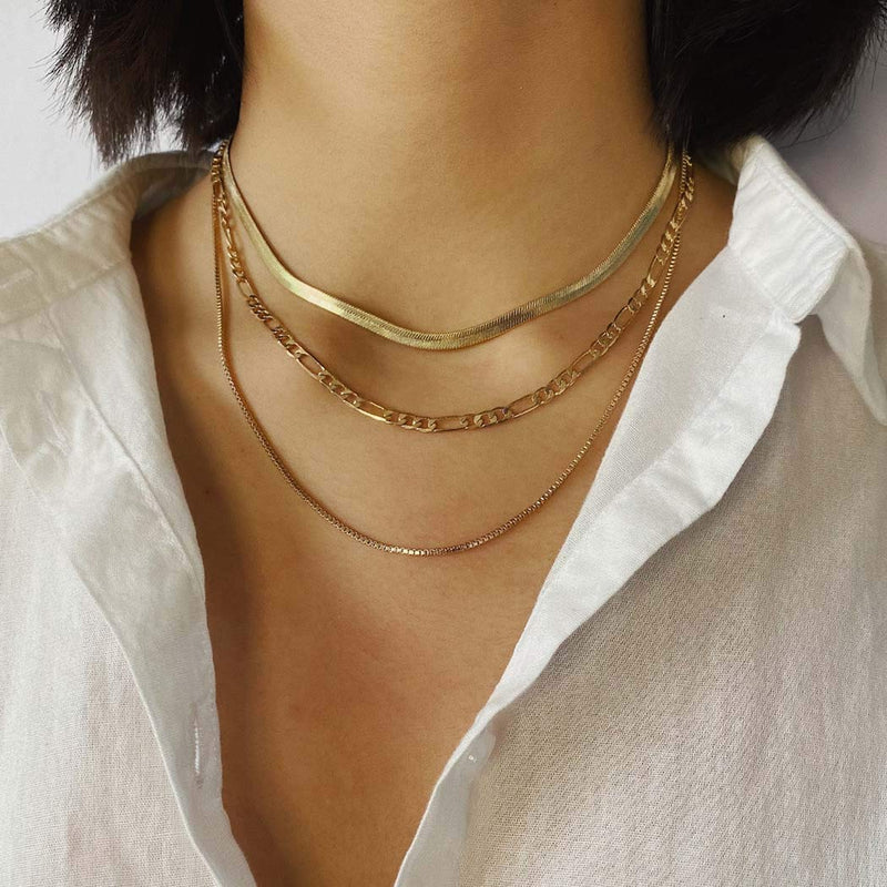 [Australia] - Jeairts Punk Layered Necklace Snake Bone Choker Necklaces Minimalist Necklace Chain Jewelry for Women and Girls Gold 