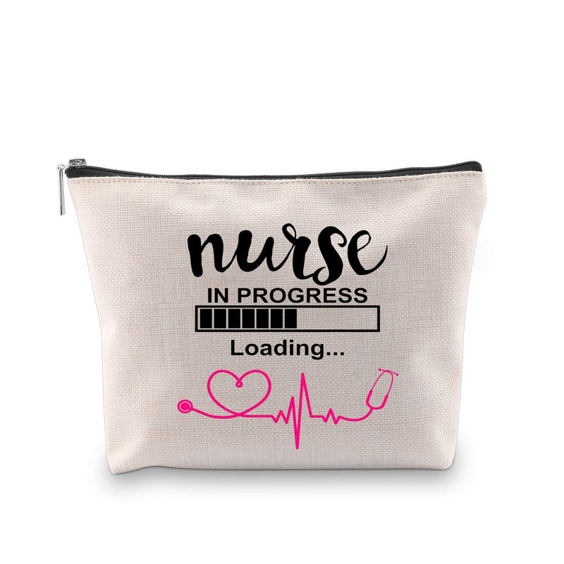 [Australia] - JXGZSO Nurse Bag Nurse Gift Nursing School Nurse Student Gift Nurse in Progress Student Make Up Bag Cosmetic Bag Gift for Nurse (Nurse in Progress white) Nurse in Progress white 