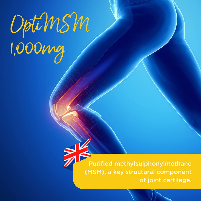 [Australia] - Healthspan OptiMSM 1,000mg | Natural Form of MSM | Sulfur | Purified Methylsulphonylmethane | Joint Cartilage | Vegan (120 Tablets) 120 Count (Pack of 1) 