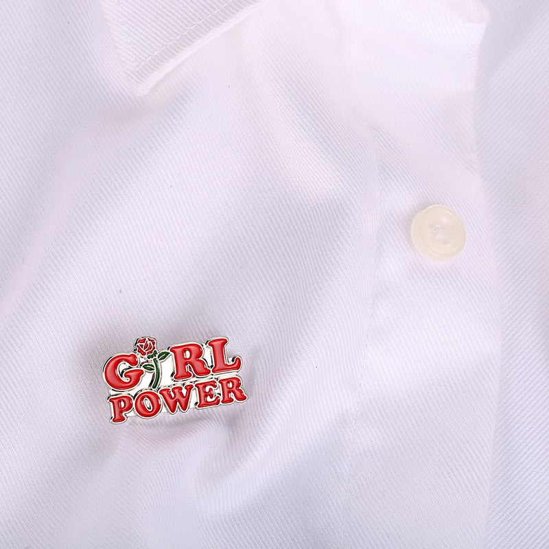 [Australia] - GuDeKe Girl Power Red Rose Feminism Women's Feminist Pin Brooch 