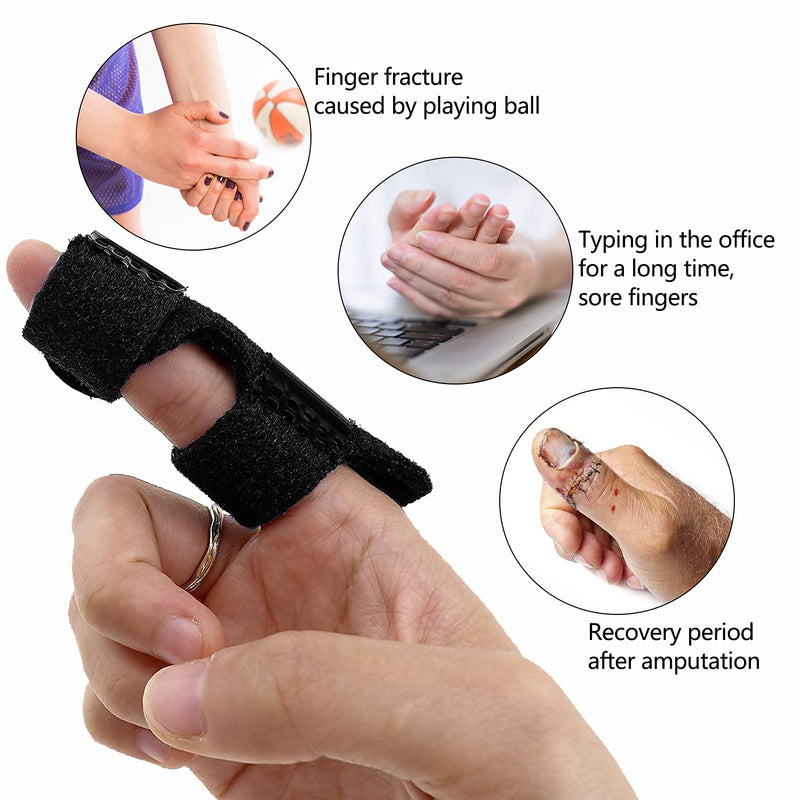 [Australia] - Trigger Finger Splints, 4 PCS Adjustable Fixing Sleeves Fractures Splints for Broken Finger, Pinky Finger, Injured Finger Ideal, Sport Injuries (Red + Black) Red + Black 