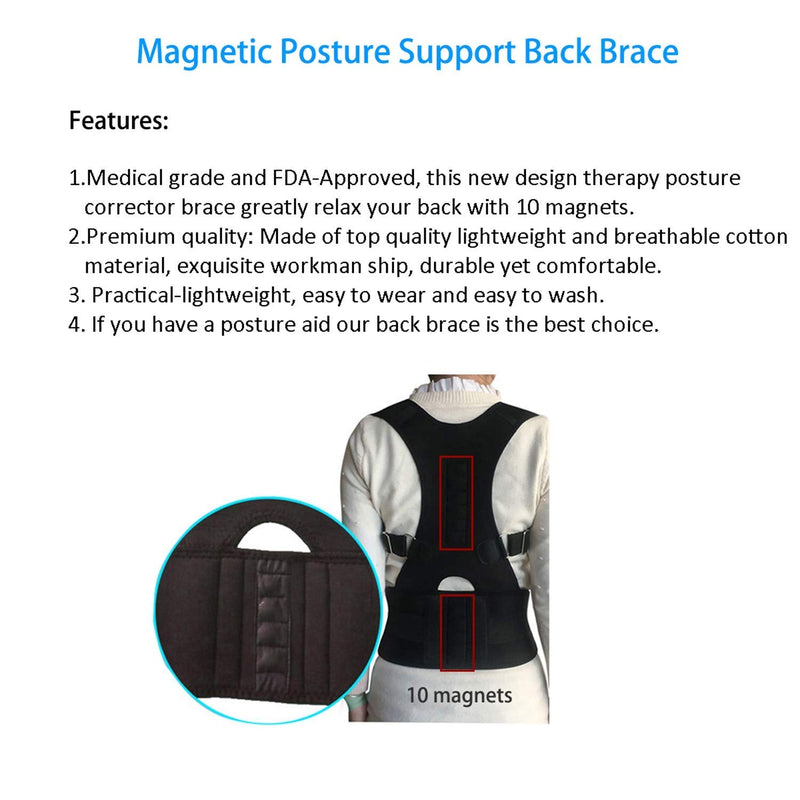 [Australia] - Magnetic Therapy Posture Support Back Brace -FDA Approved Medical Grade Adjustable Posture Corrector Brace Shoulder Back Support Belt- Relieves Neck, Back and Spine Pain (XL) 