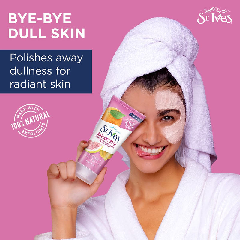 [Australia] - St. Ives Radiant Skin Face Scrub For Dull Skin Pink Lemon and Mandarin Orange Dermatologist-Tested Face Wash Scrub With 100 percent Natural Exfoliants 6 oz 