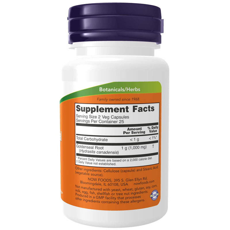 [Australia] - NOW Supplements, Goldenseal Root (Hydrastis canadensis) 500 mg, Herbal Supplement, 50 Veg Capsules 