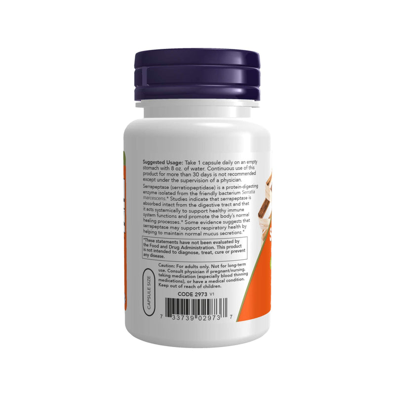 [Australia] - NOW Supplements, Serrapeptase 60,000 Units of Activity, Promotes Respiratory Health and Immune Function*, 60 Veg Capsules 