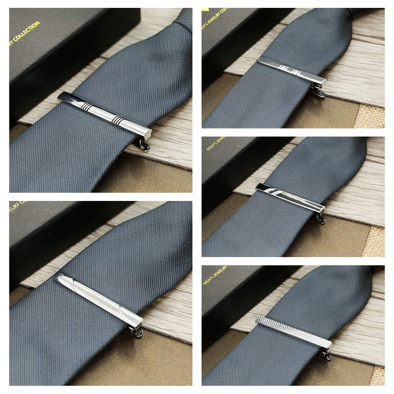 [Australia] - YADOCA Tie Clips Set for Men Tie Bar Clip Black Silver-Tone Gold-Tone for Wedding Business with Gift Box Style a 10pcs With Box 