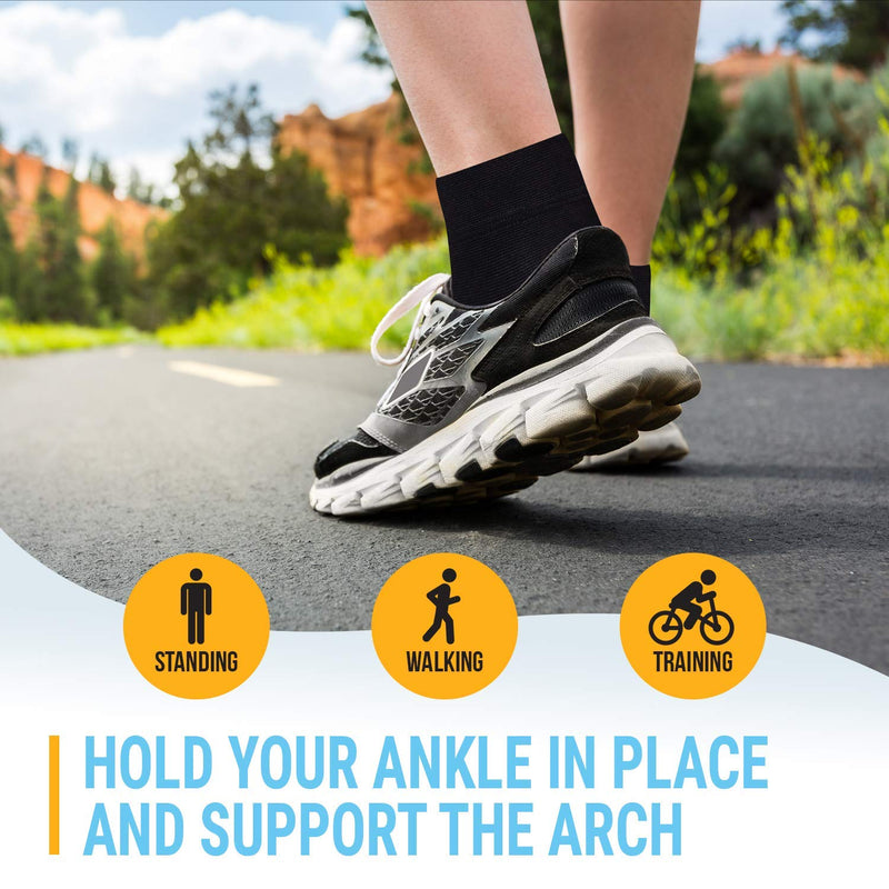 [Australia] - Ankle Compression Sleeve - 20-30mmhg Open Toe Сompression Socks for Swelling, Plantar Fasciitis, Sprain, Neuropathy - Nano Brace for Women and Men Black Medium 