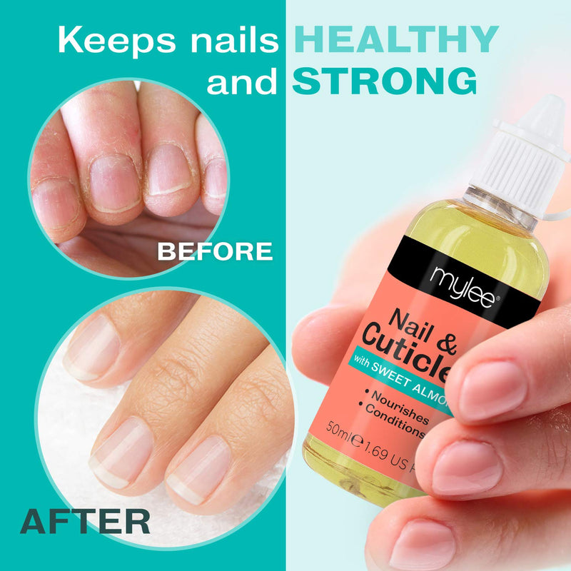 [Australia] - Mylee Sweet Almond Nail & Cuticle Oil 50ml, – Deeply Hydrating & Nourishing Cuticle Conditioner Oil, Non-Greasy Formula and Leaves No Sticky Residue, Lightly Scented With Almond Oil 
