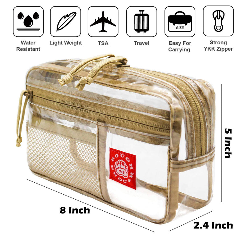 [Australia] - Rough Enough TSA Approved Toiletry Bag Clear Cosmetic Makeup Bag Organizer Pouch with Zipper for Travel Toiletries Accessories Essentials Airport 