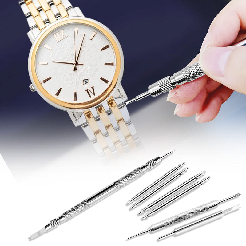 [Australia] - Stainless Steel Spring Bar Tool,Watch Band Repair Kit,Watch Wrist Bands Strap Removal Tools,Repair Fix Kit with 3pcs Extra Bar Tips,32pcs Stainless Steel Pins,Professional Watch Buckle Repair Tool 