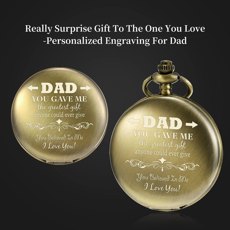 [Australia] - TREEWETO Engraved Pocket Watch Gift for Dad, Men, Father, Father-in-Law, Birthday Christmas Memory Gifts Present to Papa Daddy Bronze 