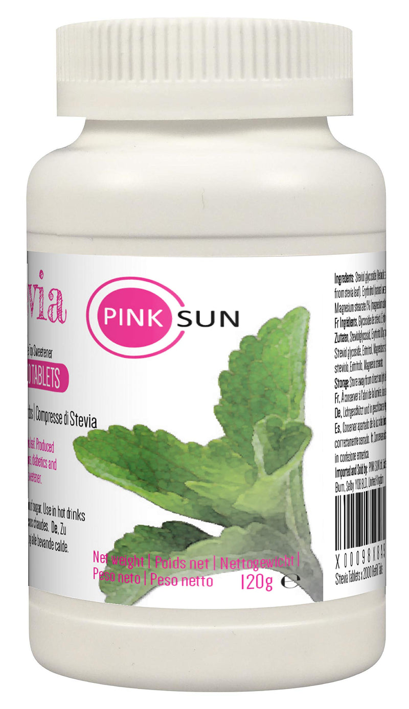 [Australia] - PINK SUN Stevia Tablets x 2000 Refill Tabs (Top up for 500 tablet dispenser) Sweetener Sugar Alternative Replacement Vegetarian Vegan Gluten Free Low Carb Non GM Zero Calories Bulk Buy 