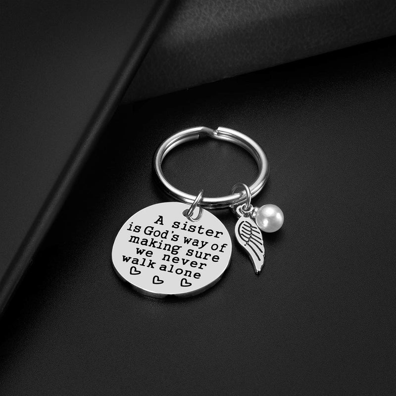 [Australia] - Sister Gift from Sister - A Sister is God's Way of Making Sure We Never Walk Alone Sister Keychain Sister Jewelry Christmas Birthday Gifts for Sisters 