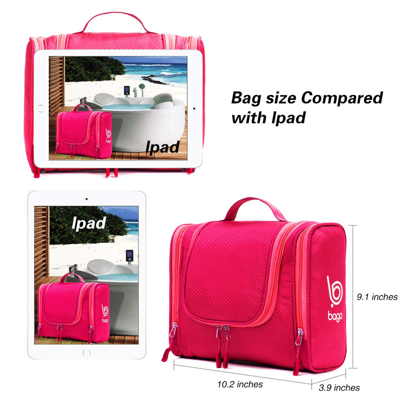 [Australia] - Bago Hanging Toiletry Bag For Women & Men - Leak Proof Travel Bags for Toiletries with Hanging Hook & Inner Organization to Keep Items From Moving - Pack Like a PRO Large Pink 