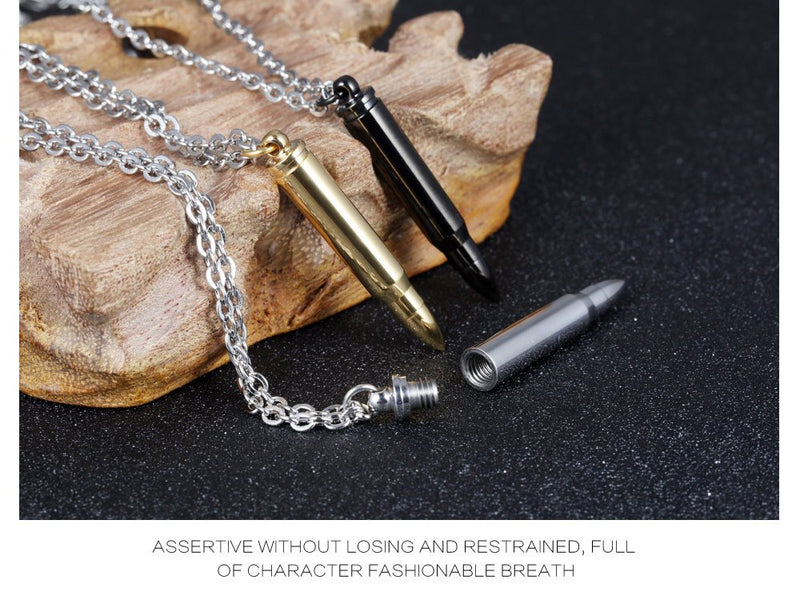 [Australia] - COCO Park Polish Bullet Pendant Necklace Stainless Steel Urn Ash Memorial Keepsake Silver 