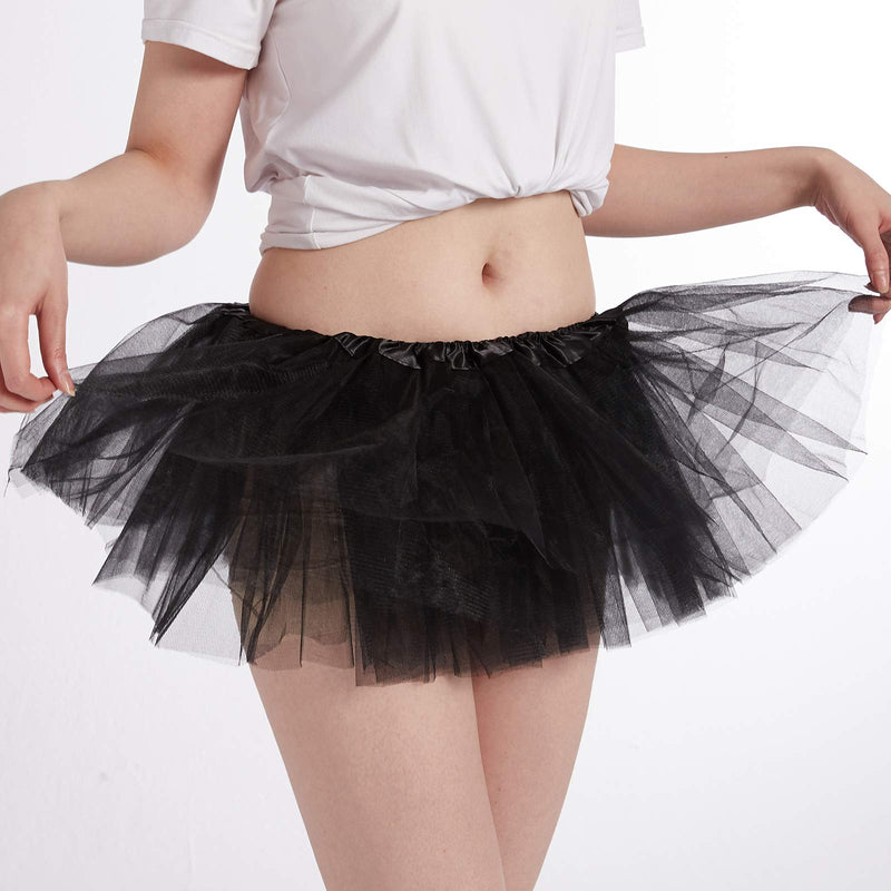 [Australia] - Phantomon Tutu Skirt Women's Teens Classic Elastic 5 Layered Tulle Ballet Skirt, 1950s Vintage Style Short Skirt, Adult Size Black 