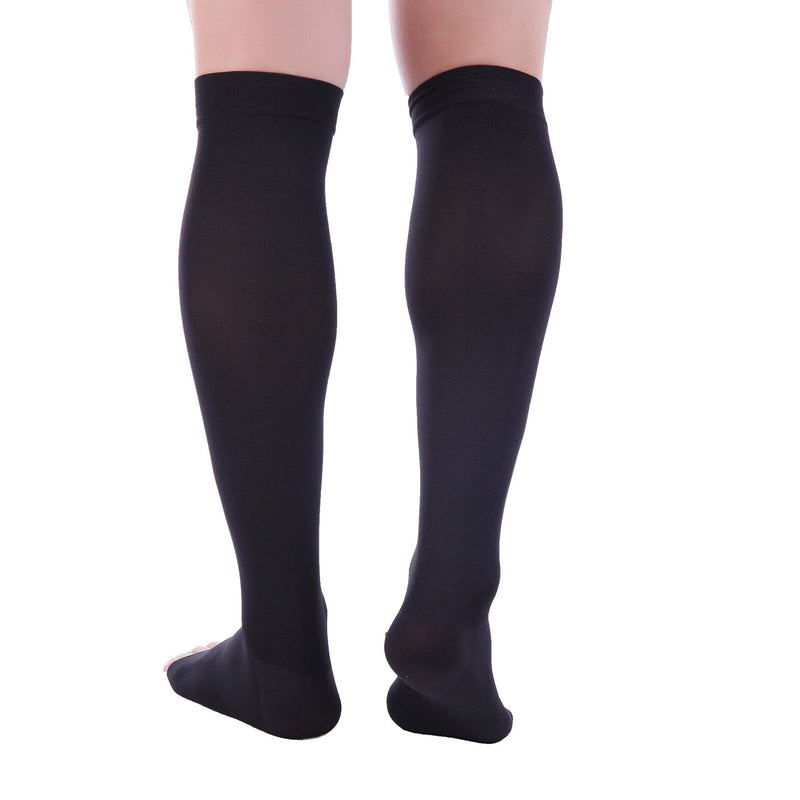 [Australia] - Doc Miller Open Toe Compression Socks for Women 8-15 mmHg Compression Socks for Men & Women Support Circulation, Shin Splints, Varicose Veins Recovery, 1 Pair of Knee High Socks Black XX-Large 