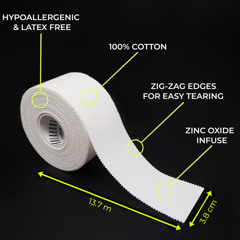 [Australia] - KALAHARI 6 x Athletic Sports Tape white – 1.5in x 45ft – Adhesive Tape with Zig Zag edge, 100% Cotton 