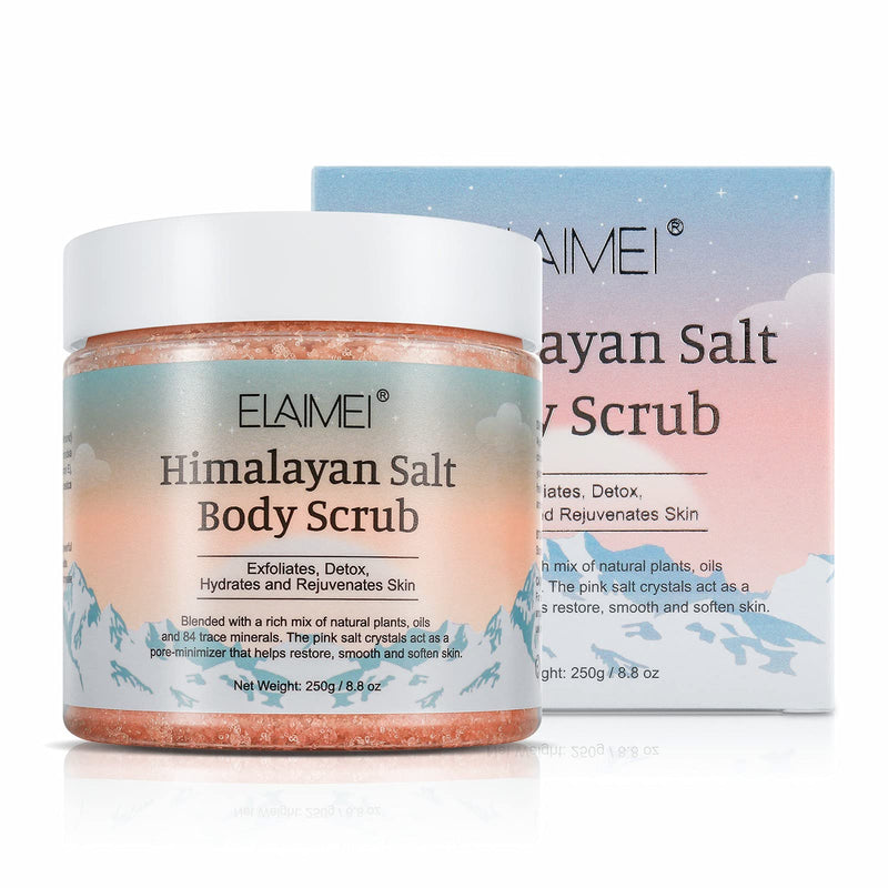 [Australia] - Himalayan Salt Body Scrub Infused with Lychee Oil, Natural Exfoliating Salt Scrub for Acne, Cellulite, Deep Cleansing, Scars, Wrinkles, Exfoliate and Moisturize Skin 8.8 oz 