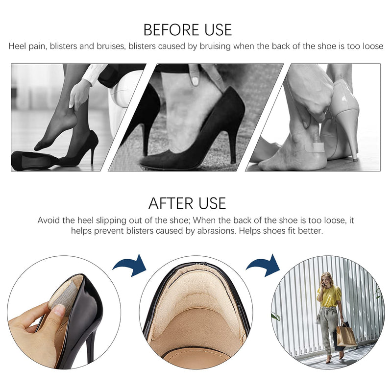 [Australia] - Heel Grips Liner, Comfortable Suede Heel Insert to Fit The Shoe, Prevent The Heel from Slipping Off Due to Oversized Shoes, 4 Pairs Heel Protector Pads 