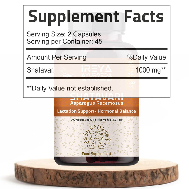 [Australia] - Shatavari Capsules for Women | Female Balance Herbal Supplement | Made with Organic Shatavari Root | Non-GMO, Gluten Free, 1000mg, 60 Vegan Caps 