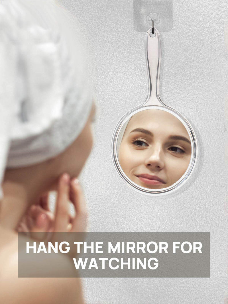 [Australia] - OMIRO Hand Mirror, Double-Sided Handheld Mirror 1X/3X Magnifying Mirror with Handle, Set of 2 (Clear) Clear 