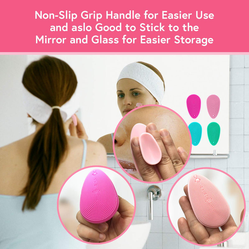 [Australia] - MARY LAVENDER Silicone Face Scrubber Soft Facial Cleansing Brush Blackhead Srubber Cleanser Brush for Exfoliating Massage Face for All Skin Types(4 pack) 