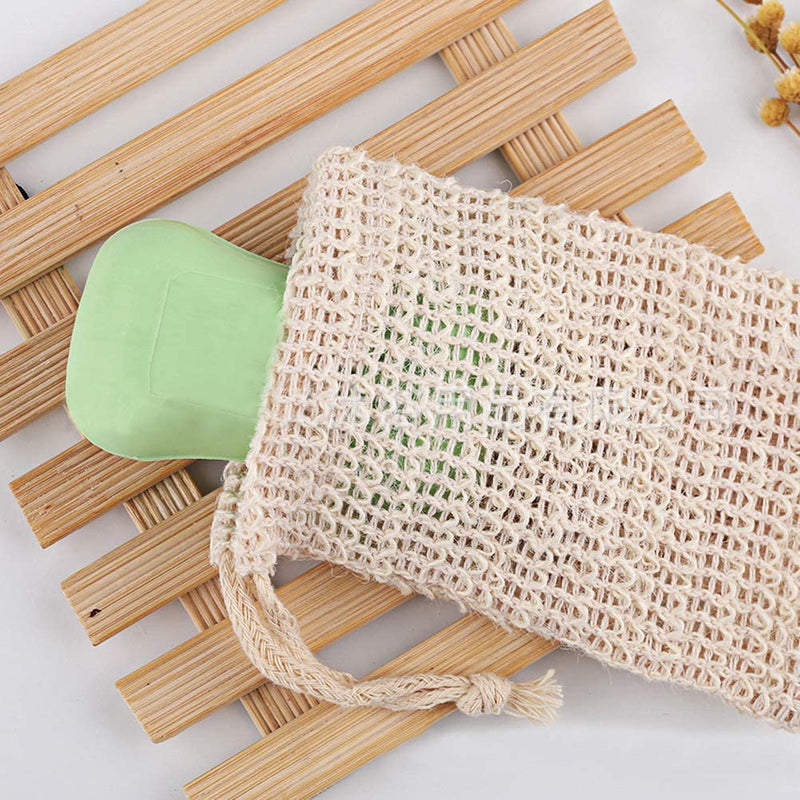 [Australia] - nuoshen 2 pcs Sisal Soap Bag, Natural Organic Soap Bag Exfoliating Soap Saver Pouch with Drawstring for Foaming, Drying Soaps, Exfoliation 