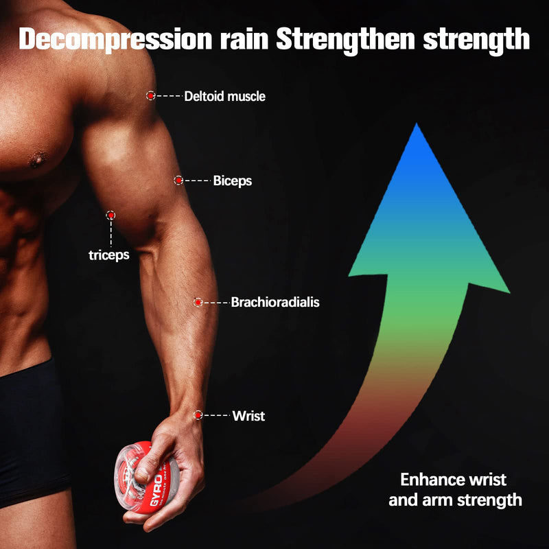 [Australia] - JIN BD Wrist Trainer Ball Auto-Start Wrist Strengthener Gyroscopic Forearm Exerciser Gyro Ball for Strengthen Arms, Fingers, Wrist Bones and Muscles Red 