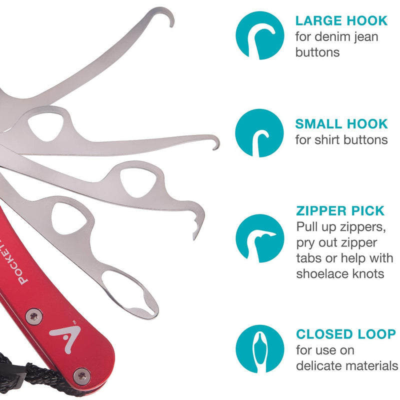 [Australia] - Vivi Zipper Pull and Button Hook Pocket Dresser and Dressing Aid for Assistance with Button Hooks, Zipper Pulls and Shoelaces 